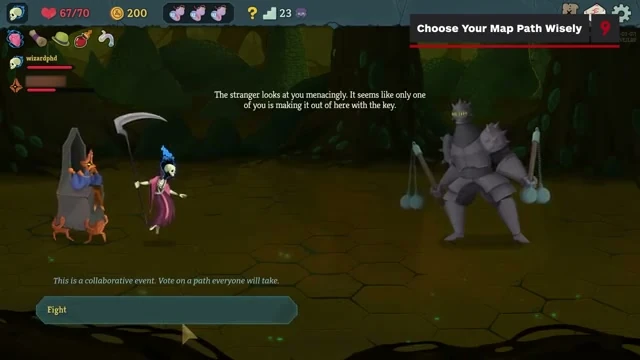 Collaborative event voting in Slay the Spire 2 co-op — team must vote on path